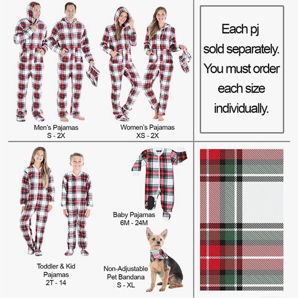 Kids Christmas Pjs - Fleece Footed Onesies - Picture 3 of 5